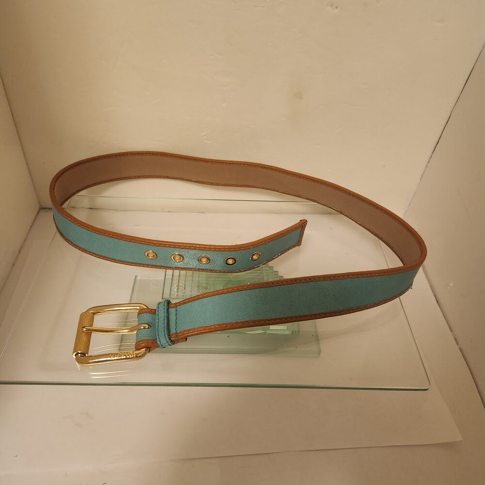 Michael Kors Leather Belt Teal and Brown 46"